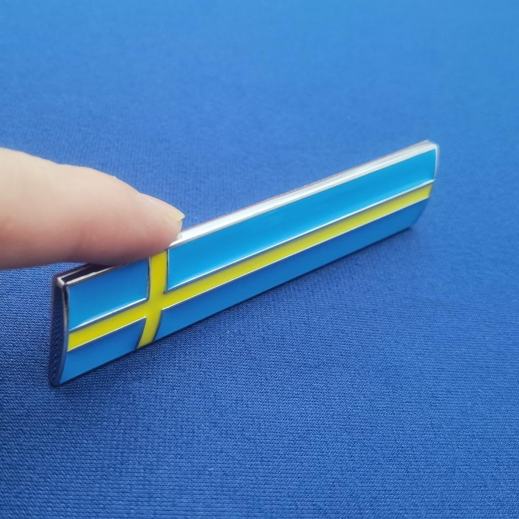 1Pc 3D Metal Swedish Flag Logo Car Front Grille Badge, Car Side Fender/Rear Trunk/Car Body Emblem Sticker