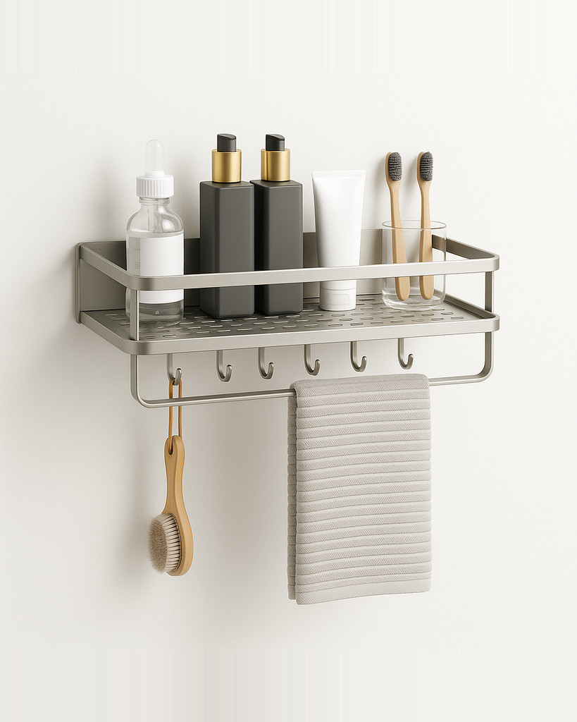 Badezimmerregal Badezimmerregal Toilettenraum Aluminium Hängeregal Badezimmer Organizer Hängen an der Wand