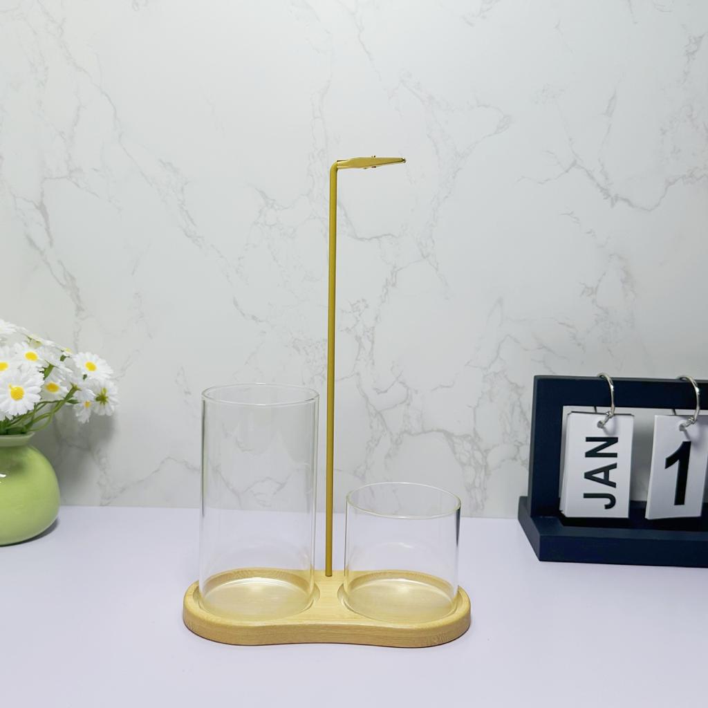 Uchwyt na kadzidło 2 w 1 na patyczki, popielniczka ze szkła i organizer na patyczki do medytacji, jogi