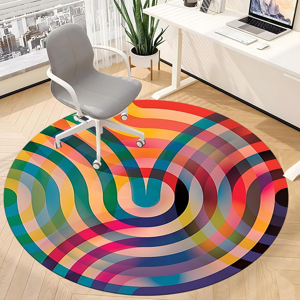 1pc Colorful Swirl Pattern Chair Carpet for Office Non-Slip, Machine Washable Rug for Office, Room - Holiday Decor, Machine Made yy251016053