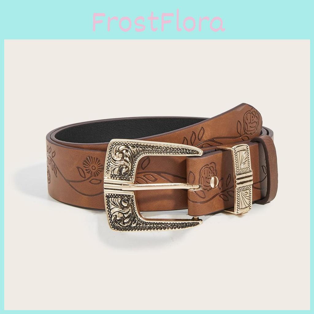 Fashion Pattern Flower Metal Buckle Decoration Women Casual Belt For Use Daily