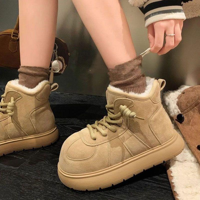 Fashion Chunky Round Toe Women's Snow Boots Winter Plush Warm Ladies Shoes Y2k on Offer Fashion 2025 Boot Hot Non Slip New in Footwear