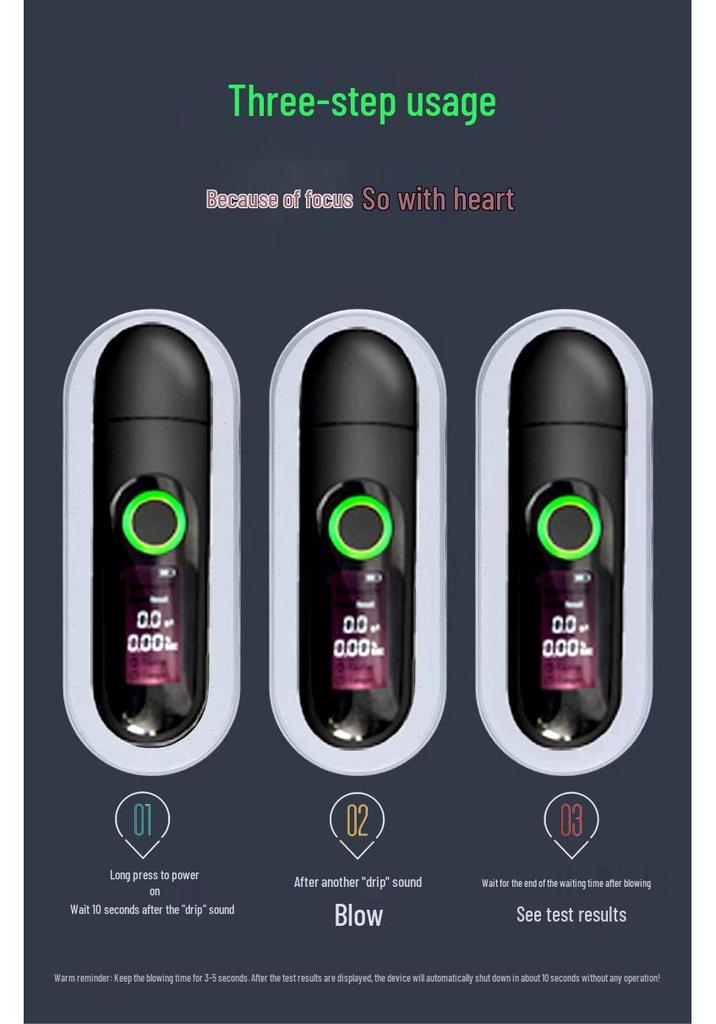 USB-Powered AT-008 Portable Breathalyzer Detector