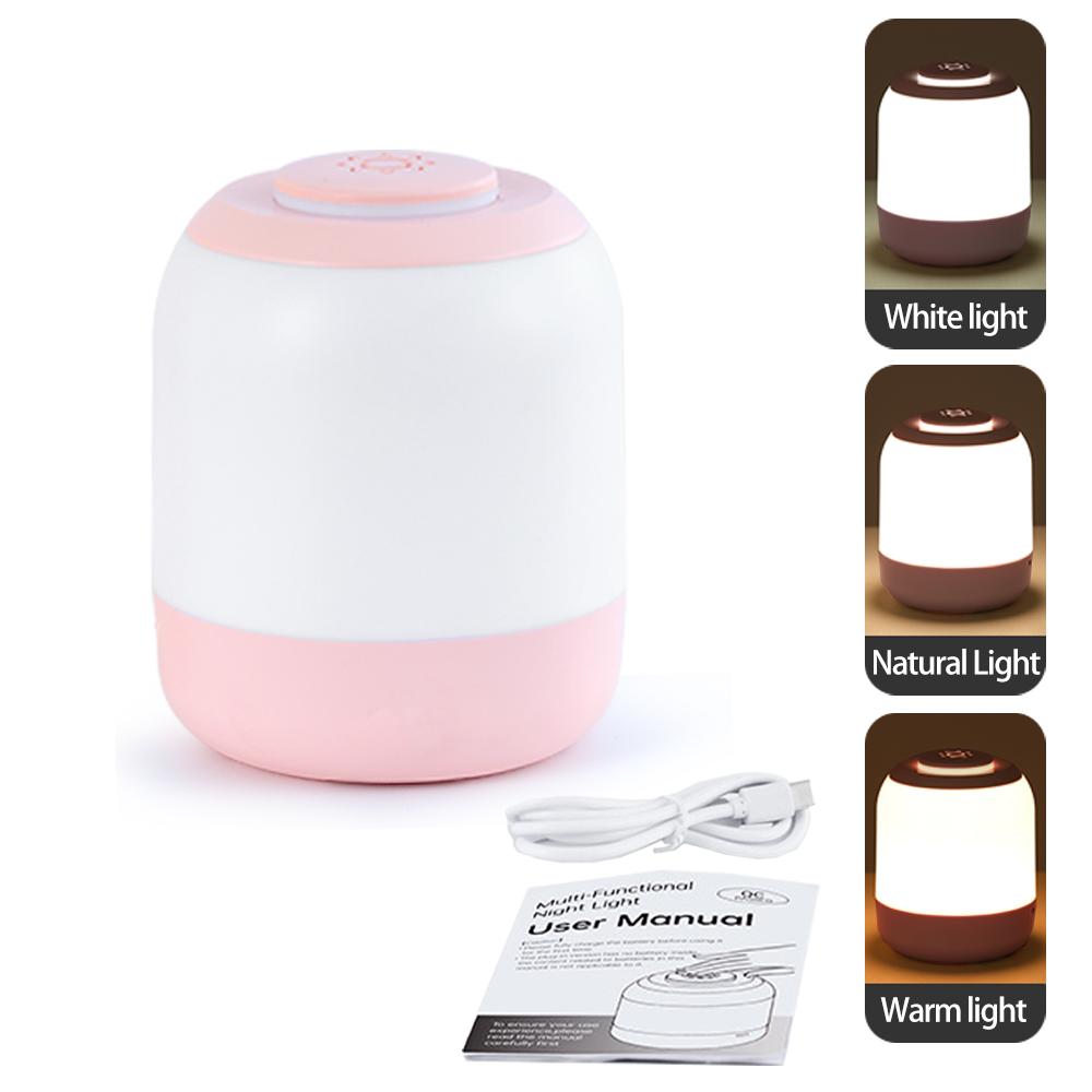 

Touch Rechargeable Three-Color Dimming Night Light Bedroom Sleep Lamp Eye Protection Soft Light Bedside Table Lamp For Sleeping розовый