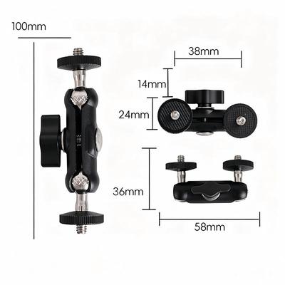 Double Ball Head Articulating Magic Arm 360° Adjustable 1/4'' Screw Extend Mount for Camera Monitor Photography Studio