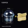 100Pcs 150ml 250ml 300ml Pudding Cups Disposable Packing Box with Lids Plastic Boxes Ice-Cream Dessert Picnic Party Packing