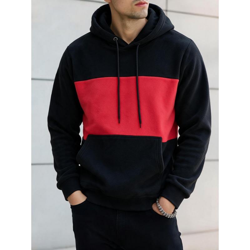 Men S Color Block Hooded Sweatshirt Casual Autumn Winter
