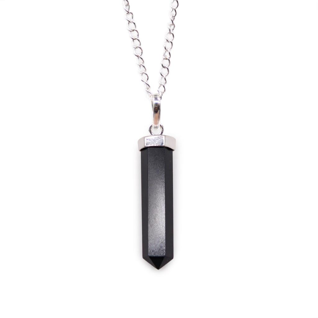 Black Agate Gemstone Point Pendant