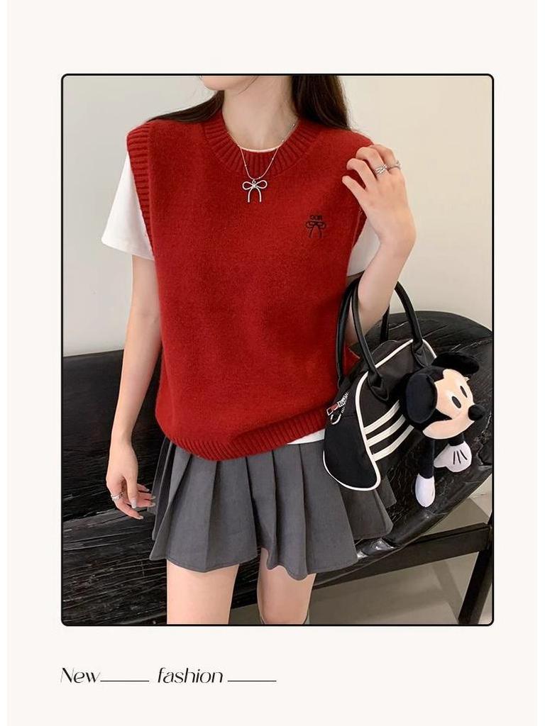 Women's Knitted Sweater Vest - Spring/Autumn 2024 Petite Sleeveless Layering Top