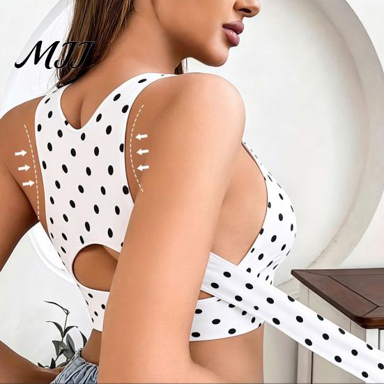 Posture Corrector Bra Women Bra, Leopard Dotted Print Push-Up Seamless No Adjustable Underwire Full Coverage Cross Back Bralette with Front Closure