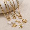 Vacation Wind Ocean Theme DIY Pendant Necklace Stainless Steel Gold Plated Fashion Versatile Jewelry Women
