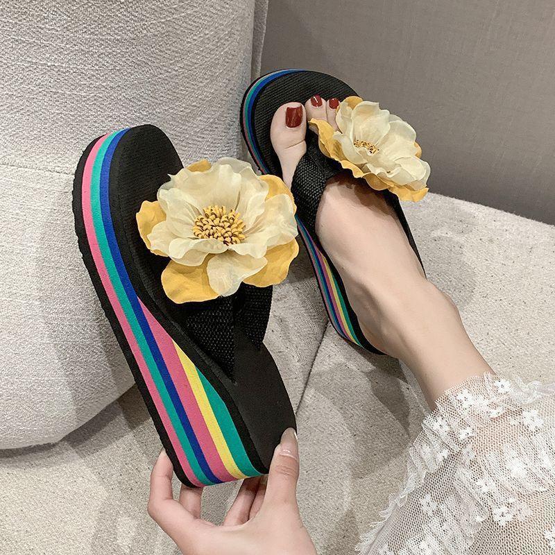 Simple and cute slippers Beach heightening slippers Muffin thick bottom comfortable flip-flops 2025 new