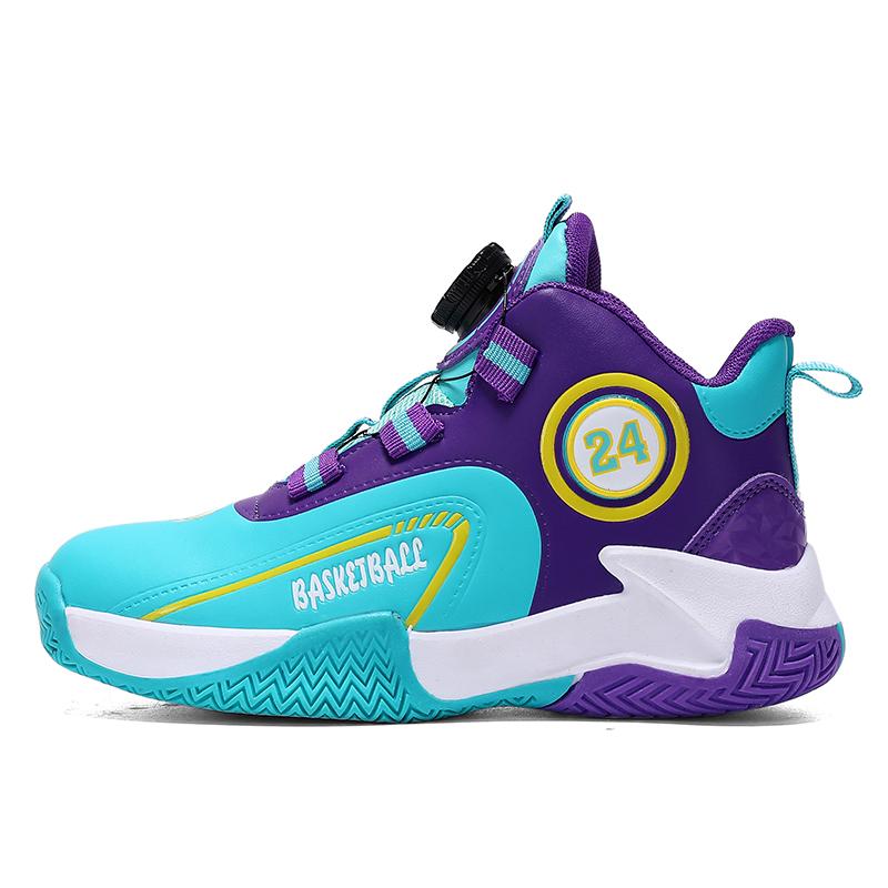 Herbst/Winter Leder Kinder Drehverschluss Basketballschuhe Jugend Kinder Sport Basketballschuhe