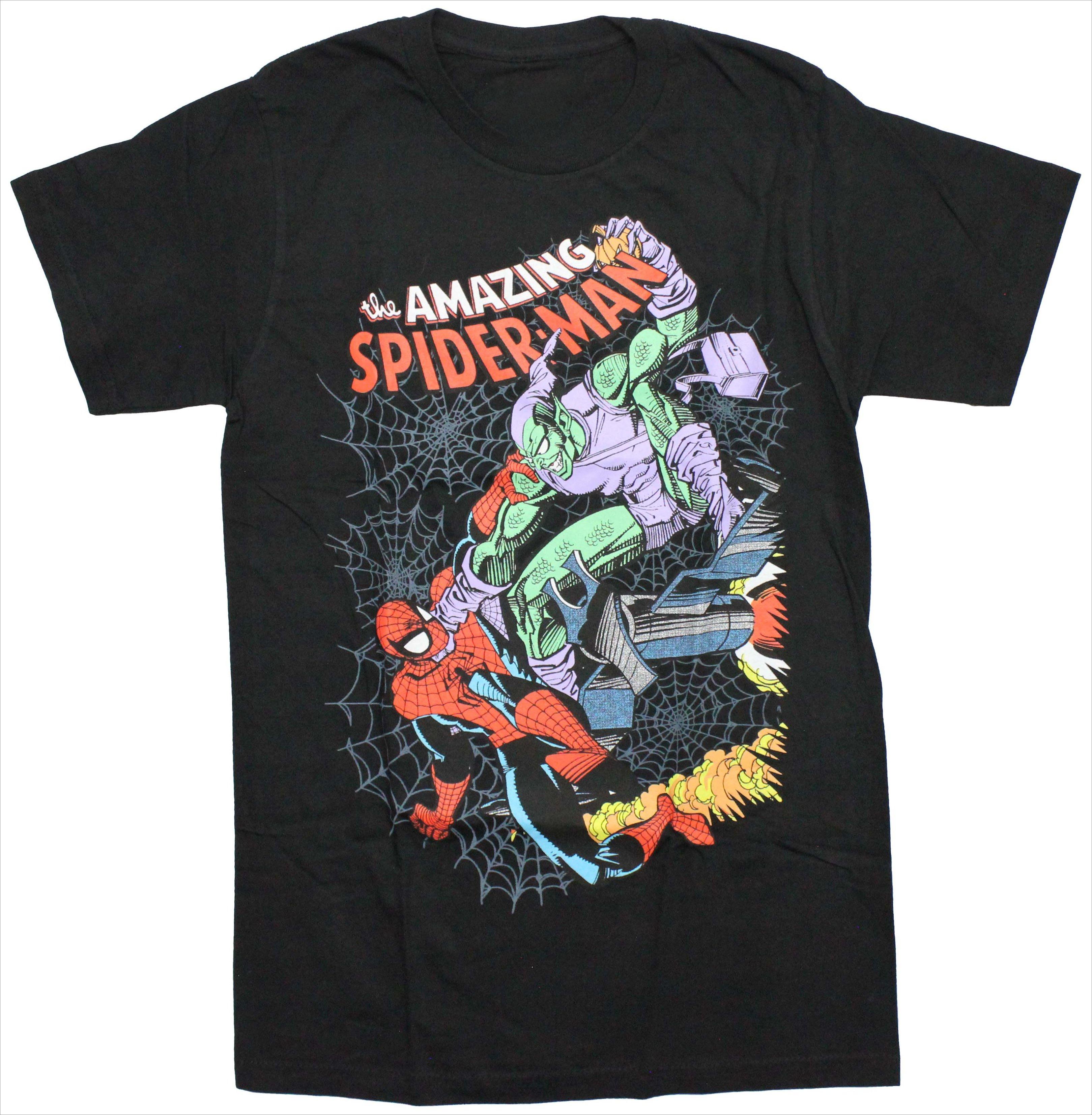 

2026 new SpiderUnisex Green Goblin Retro Comic Pattern Tshirt Cartoonstyle loose streetwear pure cotton Tshirt M