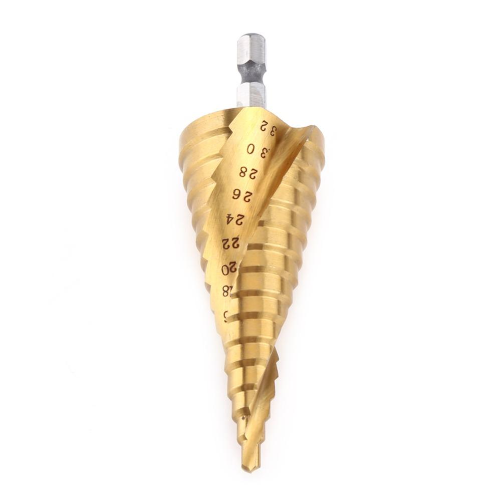 Hex Shank Step Drill Bit Titanium Coated Titanium Coated Drill Bit  Drilling Wood