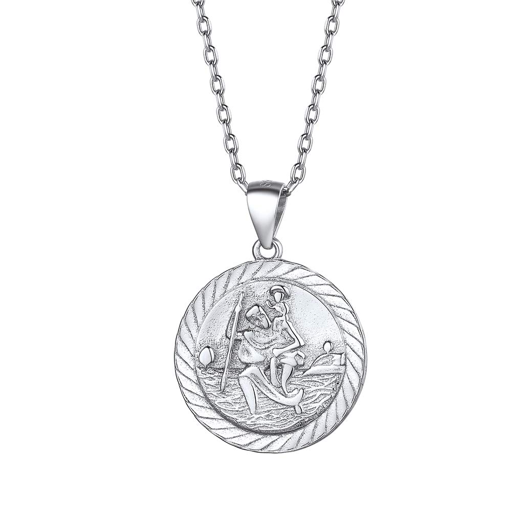 

Silvora St. Christopher Coin Necklace for Women and Men, St. Christopher Pendant, Amulet, 925 Silver
