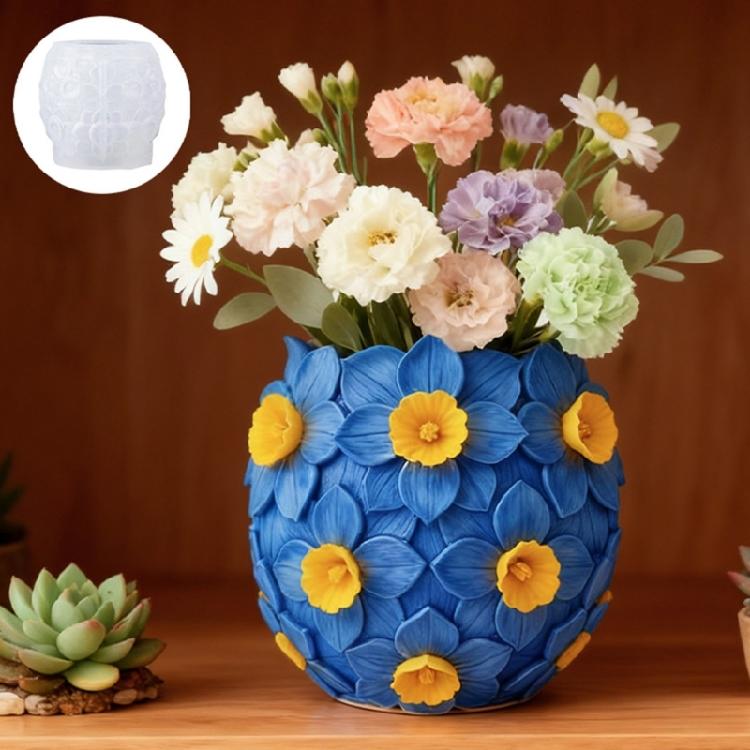 Narcissus Design Silicone Craft Mold For DIY Resin Jewelry Organiser Flower Plant Pots Making Home Decoration Projects