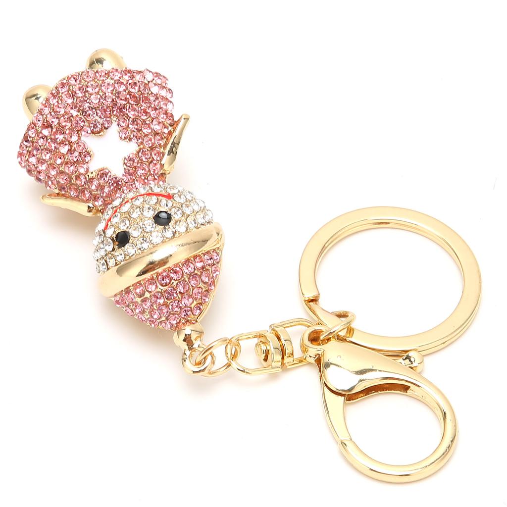 Snowman Rhinestone Key Chains Sparkling Pendant Keychain Alloy Bag Buckle Pandant for Christmas