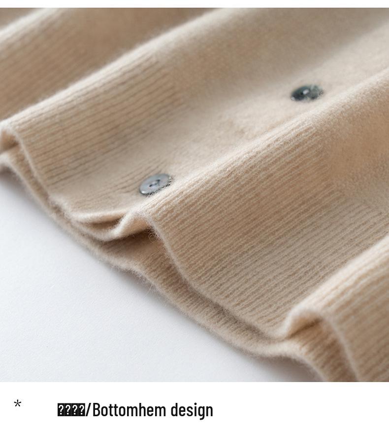 2026 Autumn/Winter Women's Pure Cashmere Round Neck Loose Knit Cardigan Sweater, Solid Color, Long Sleeve.