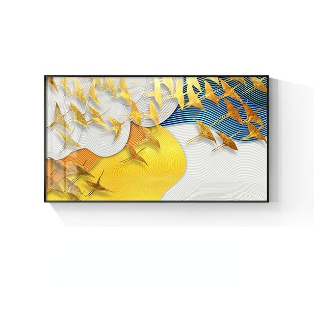 Modern Abstract Flying Birds Cloud Mountain Canvas Painting Poster Print Landscape Wall Art for Living Room Decor Home