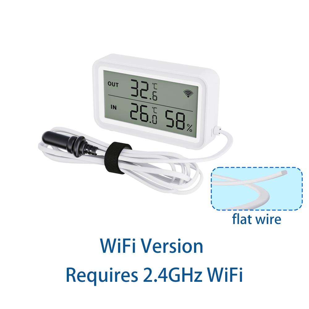 Tuya Zigbee WiFi Temperature Humidity Sensor Digital LCD Meter hogar inteligente Work with Smart Life Alexa with External Probe Flat Wire WiFi