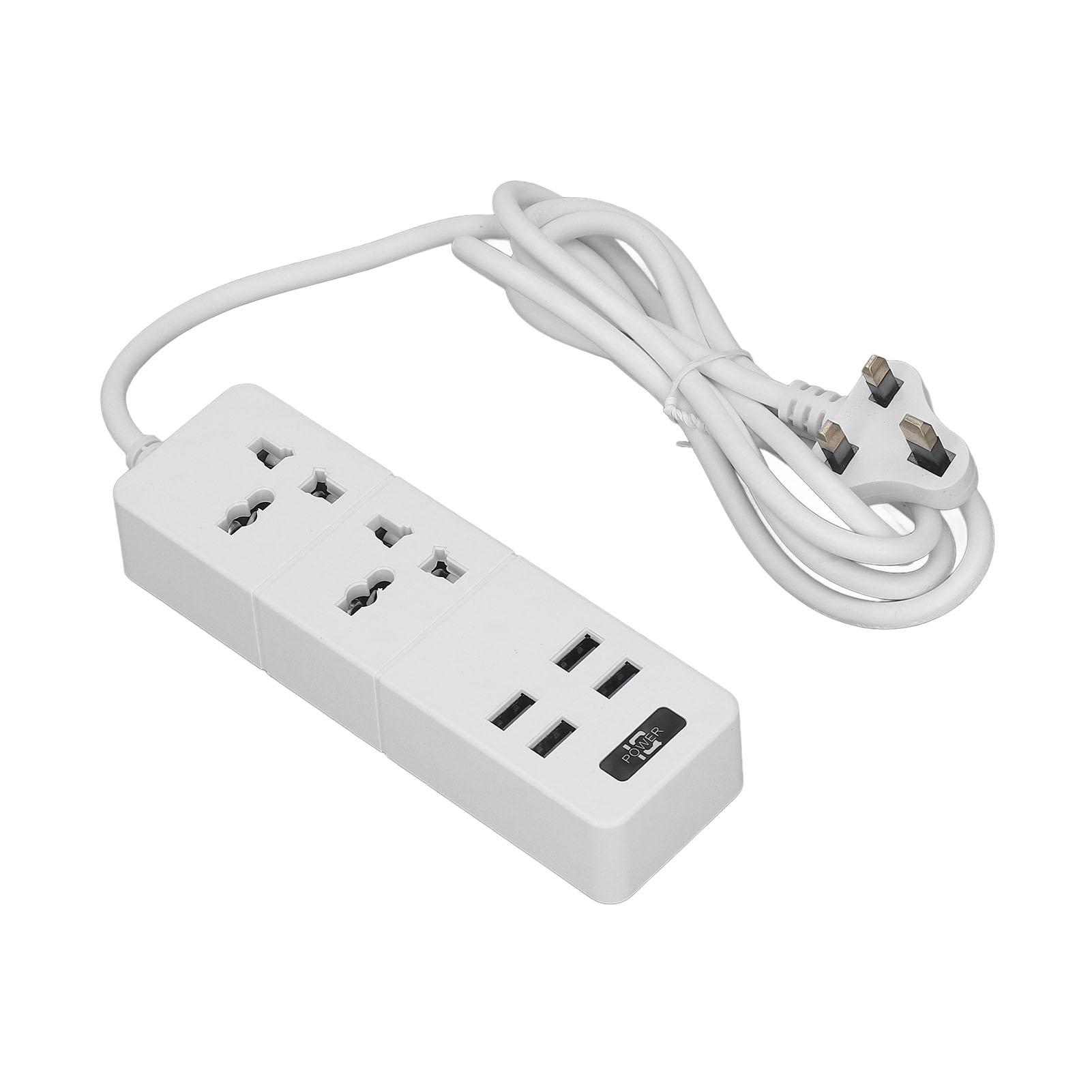 

Подовжувач-розетка з довгим шнуром та USB-портом 2500 Вт Багатофункціональний Білий Малий