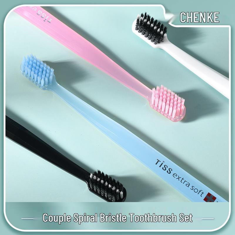 2-Piece Adult Soft Bristle Toothbrush Set with Spiral Thread & Brush Head Protector