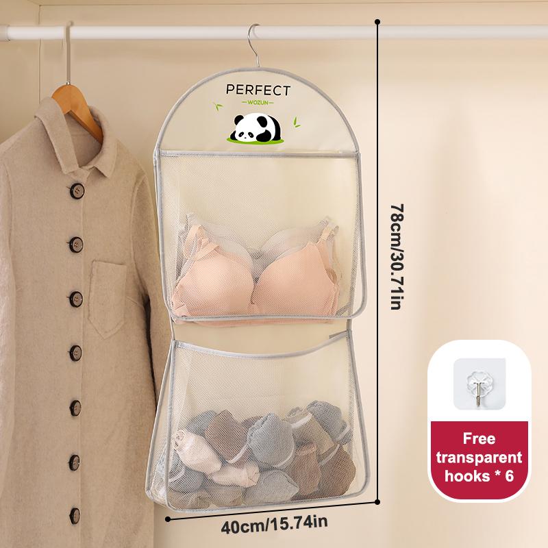 1/2/3 Layer Breathable Visible Storage Mesh Hanging Bag Socks Underwear Bag Wardrobe Organizer Toy Doll Large Bag With Hook