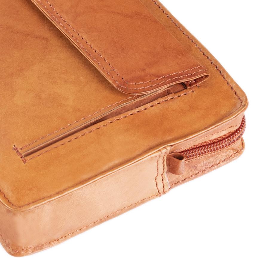 Men's leather pouch with wrist strap