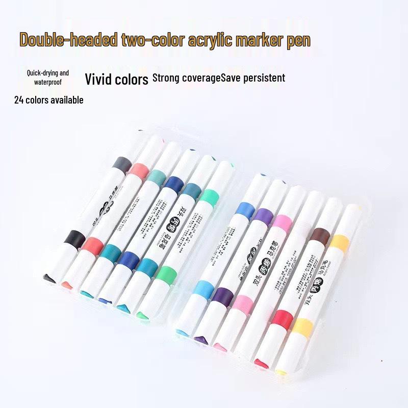 12-Color Acrylic Marker Set - Water-Based Paint for DIY, Ceramic, Graffiti Projects