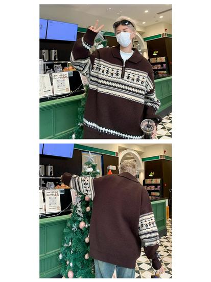 Unisex Trendy Soft Polo Neck Sweater - Retro Knit for Autumn/Winter, Perfect for Couples and Christmas.