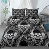 Skull Duvet Cover Set Queen Black Skeleton Paisley Floral Pattern Bedding Set For Teen Adult Polyester Halloween Comforter Cover