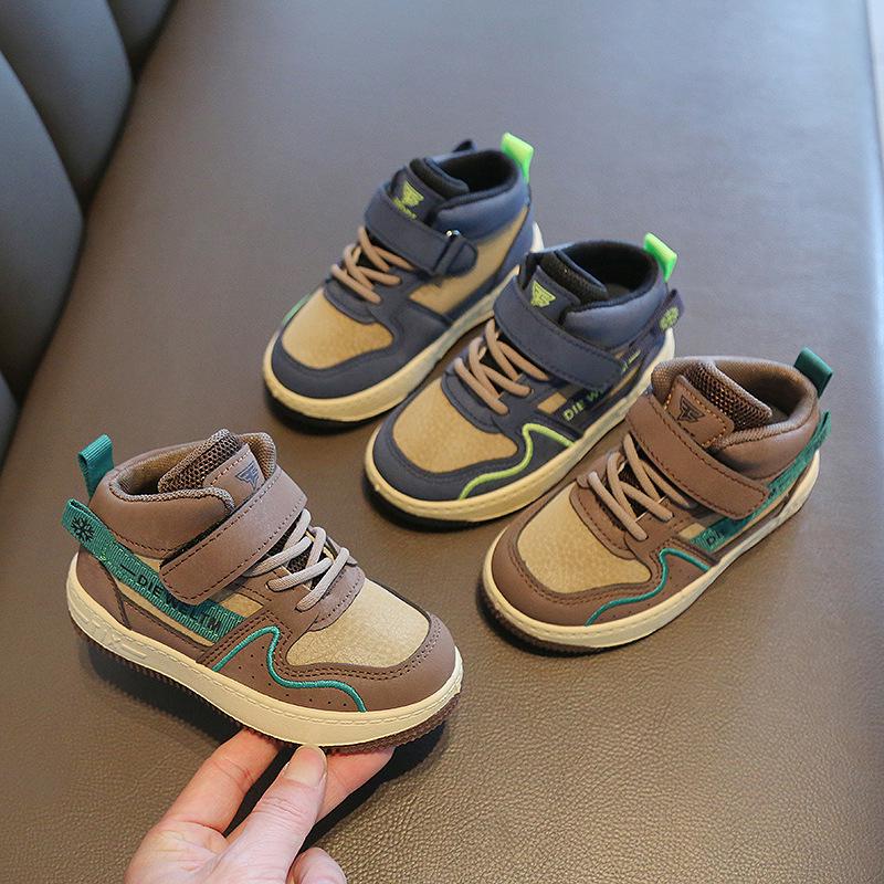 2025 Spring & Fall Kids' High-Top Sneakers: Soft Sole Casual Shoes for Boys & Girls
