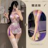 Pure desire purple sexy neck hollowed out curtain dream classical printing cheongsam temptation