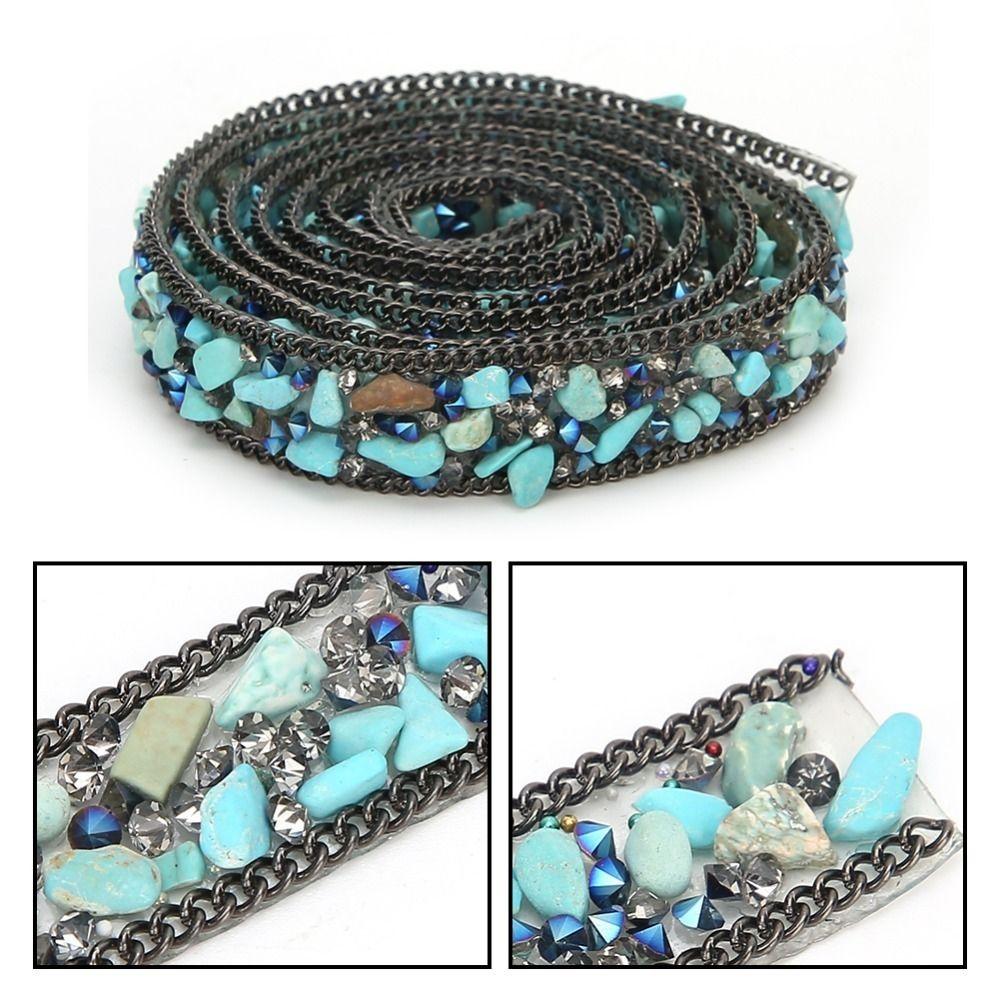 1pcs 1 Yard Rhinestone Chain 0.6 Inch Beaded Trim Shiny Rhinestone Ribbon For DIY Crafts