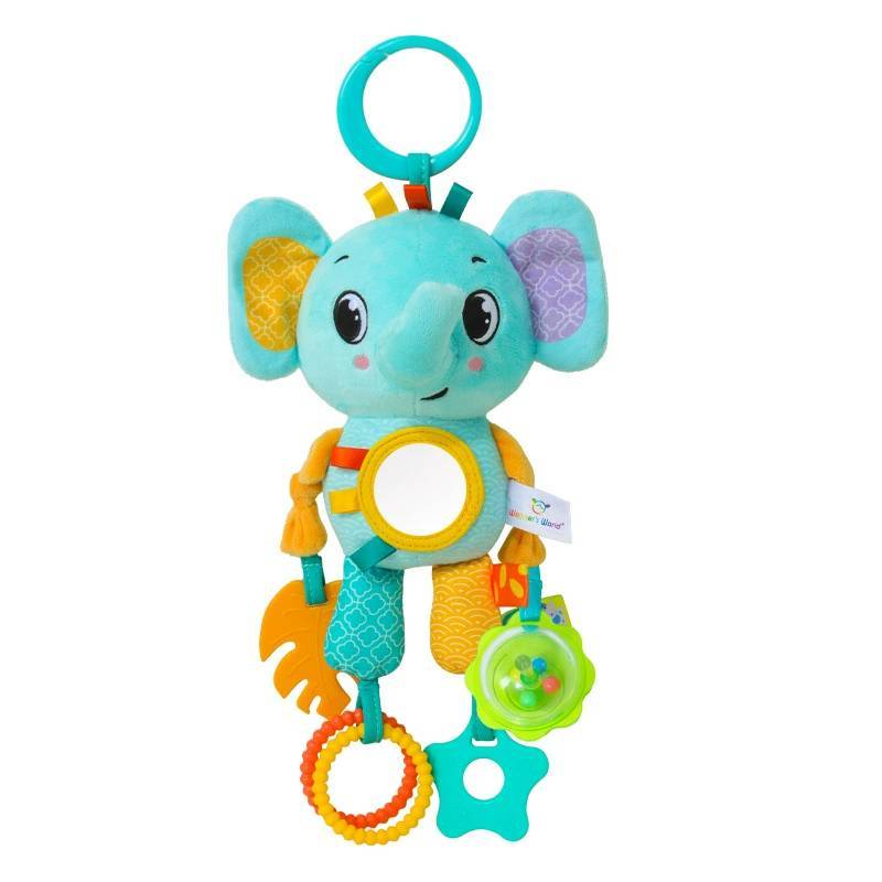 Elephant Fox Dinosaur Animal Plush Car Hanging Toy With Teether For Baby Sleep And Comfort Elephant
