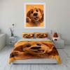3Pcs Cute Golden Retriever Bedding Set, Adorable Puppy Face Print Duvet Cover + 2 Pillowcases, Dog Lover Decor