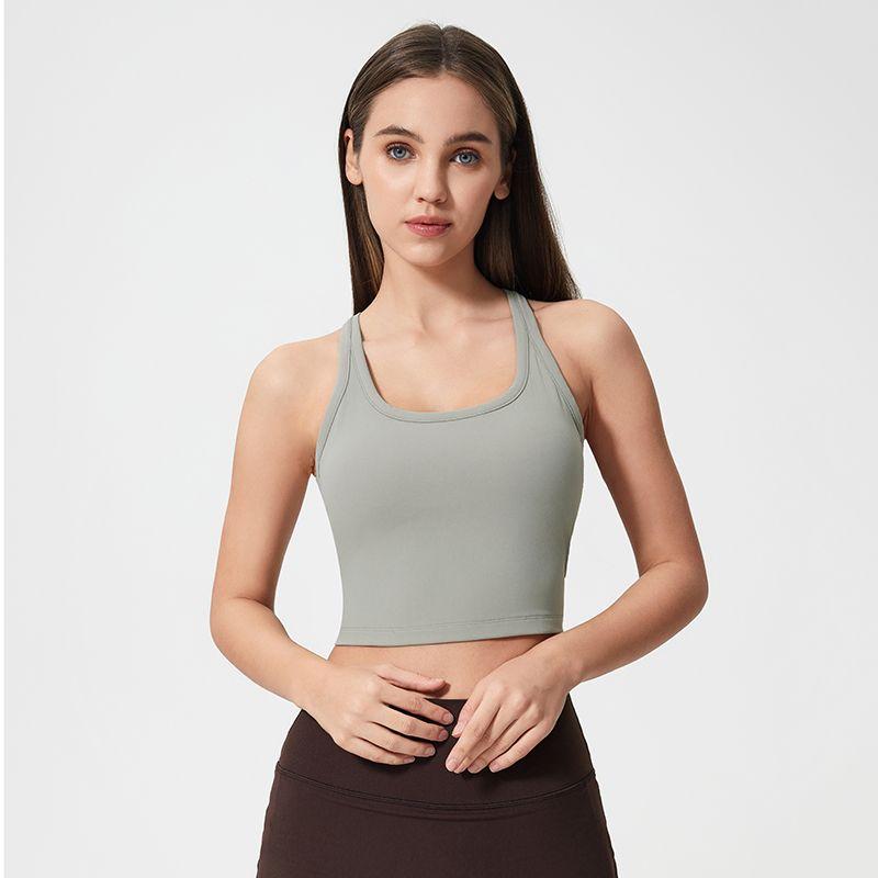 Original I-Shaped Yoga Vest Female with Chest Pad Beauty Back Exercise Underwear Female Bubble Wrap Running Fitness Bra Can Be Outwear