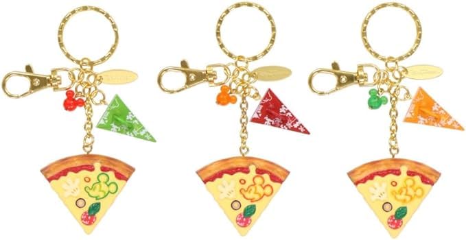 

Disney Keychain Set of 3 Mickey Pizza Park Food Tokyo Disney Resort Exclusive Food Sample Style Keychains зелёный