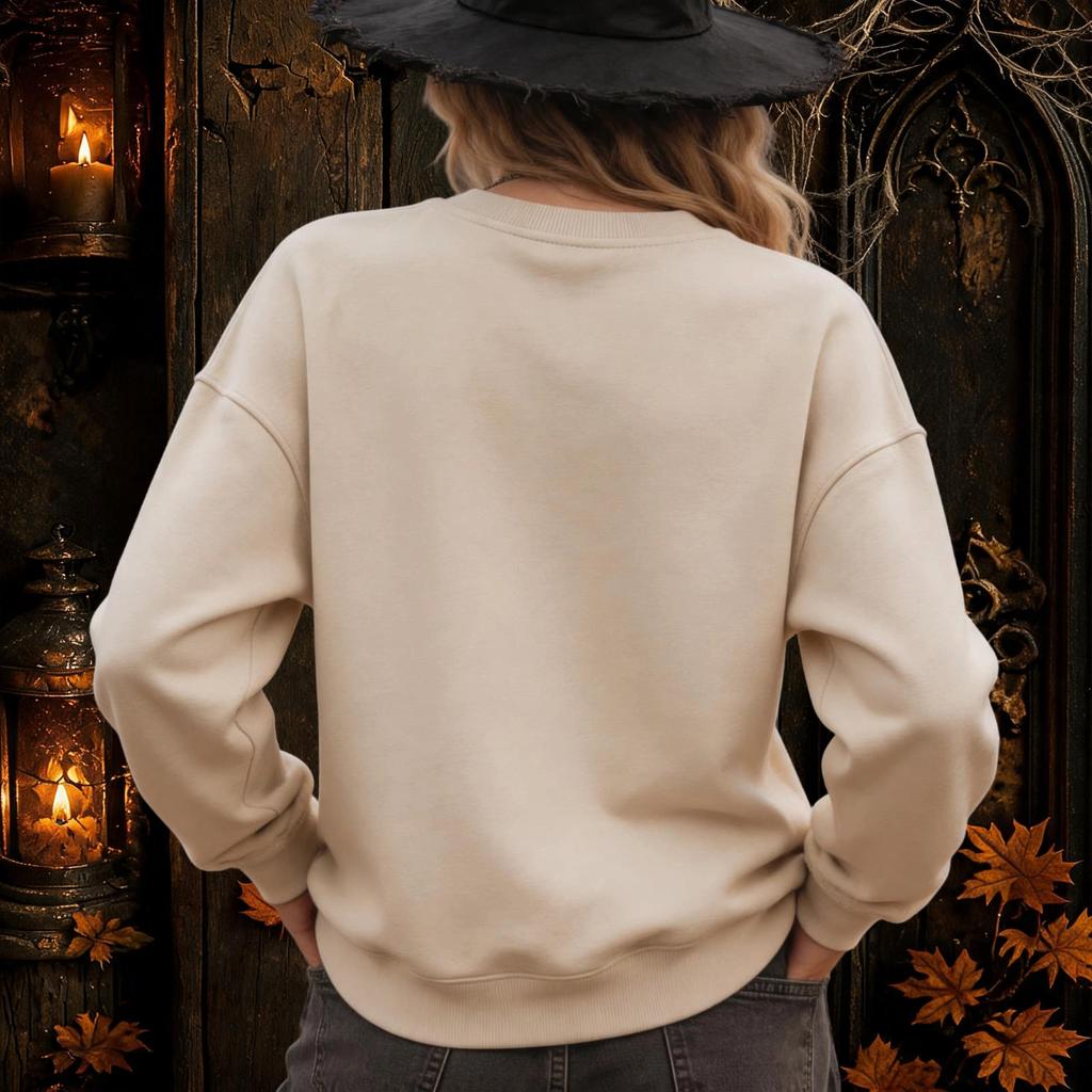 Women's Halloween Theme Crewneck Sweatshirt Casual Pullover Top