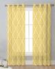 Gelbe marokkanische Geometrie Tüll Vorhänge für Wohnzimmer Schlafzimmer Küche Dekoration Chiffon Fenster Behandlungen Voile Sheer Vorhang