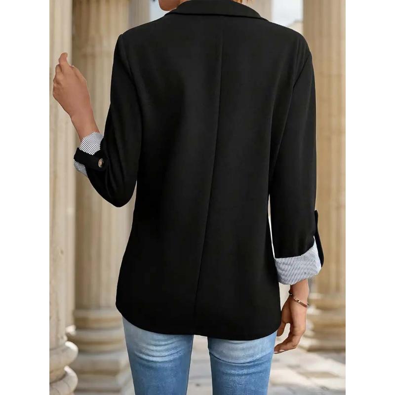 Suit Jacket Women's Casual Jacket with Rolled Sleeves and Slim Fit Button Up Suit