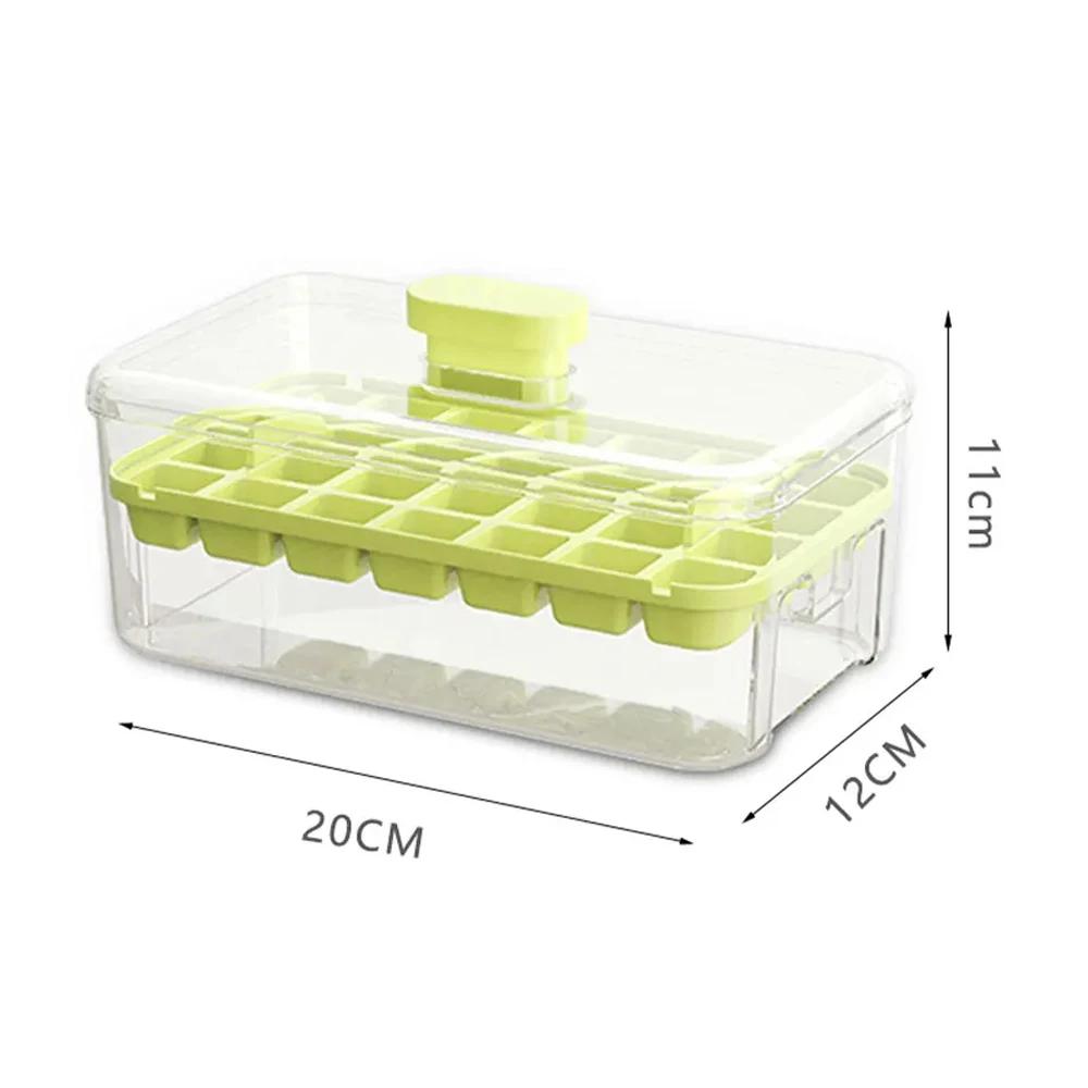 28/56 Gitter Eiswürfelform Presse zum Entfernen von Eis DIY langlebige Silikon Eiswürfelform mit Deckel Schaufel Aufbewahrungsbox Gefrorene Form