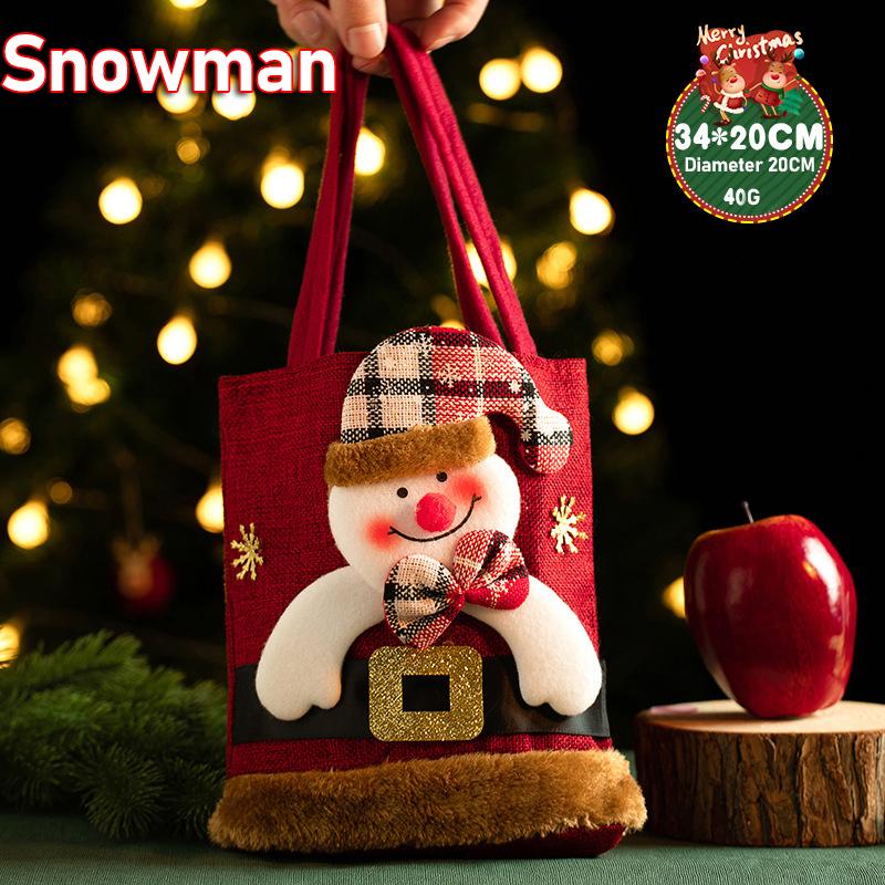 

Рождественские сумки-шопперы Подарочные пакеты со снеговиками и оленёнками Детские подарочные пакеты Конфетные пакеты Сумки для хранения Рождественские украшения 1PCS