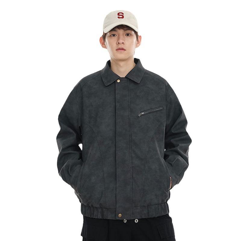 Американская куртка из искусственной кожи мужская свободная бейсбольная куртка большого — фото 6