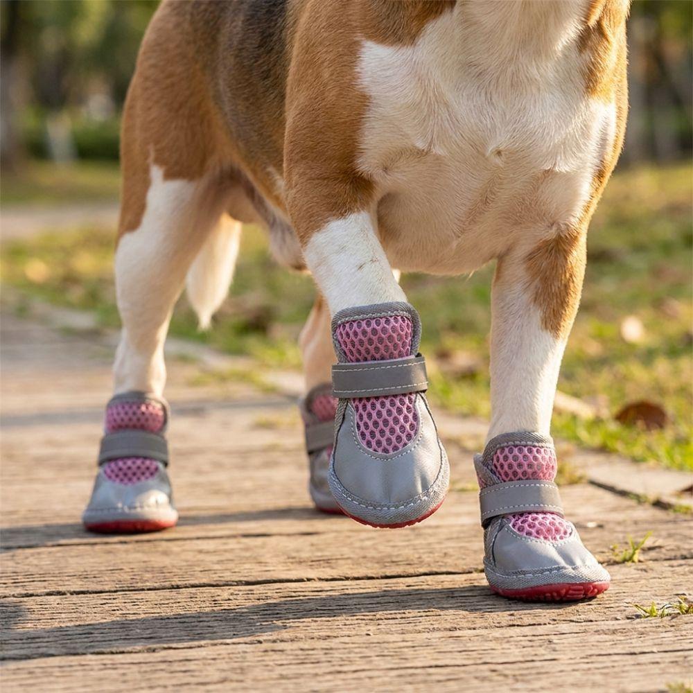 4Pcs Breathable Dog Mesh Shoes Wear Resistant Puppy Foot Covers Fashion Dog Sneakers Dog Walking