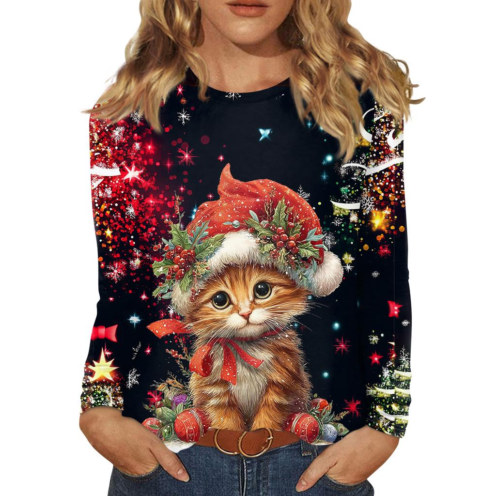 Košile s dlouhým rukávem pro ženy Roztomilý potisk Grafika Trička Halenky Běžné Velikosti Zásadní topy Pulovr