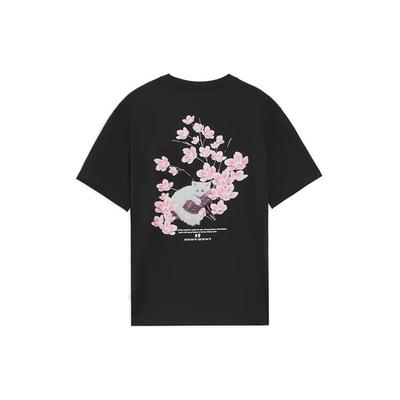 Li Ning SS22 Sakura Collection Solid Color Round Neck Casual Short Sleeve T-Shirt Unisex Tops Black AHSS917-3