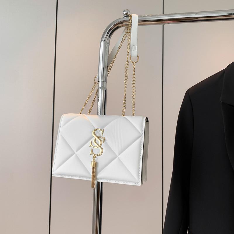 

Fashionable Summer Casual Chain Crossbody Bag In Retro Minimalist Style For Everyday Use білий