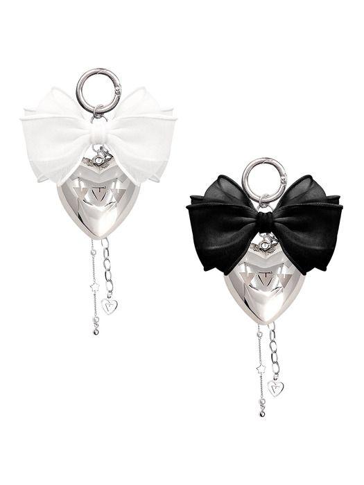 

VVV logo heart ribbon keychain BLACK